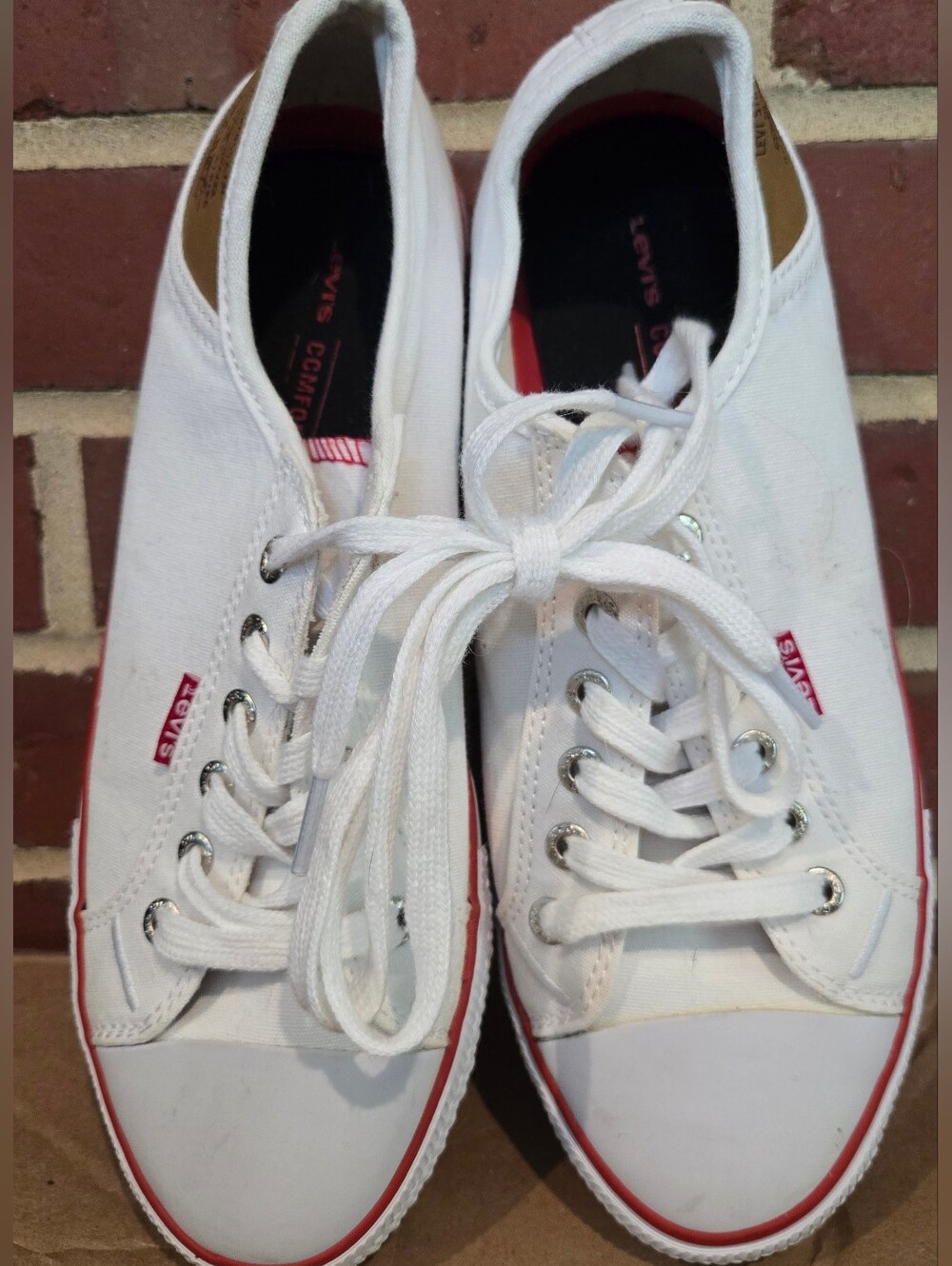 Levi's White Canvas Low Top Lace-Up Sneakers Women's Size 8.5 Casual Y2k Shoes - Picture 2 of 8